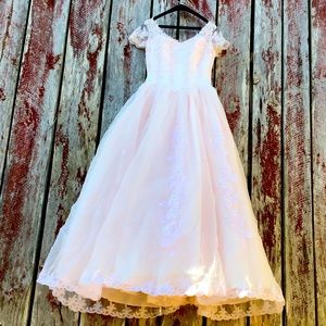 Pretty n Pink Vintage Wedding Dress Queen Fairy Stunning Dainty Elegant Italy